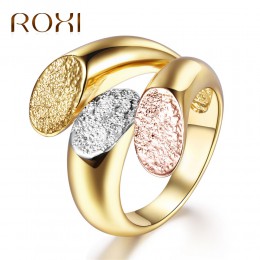 ROXI urok spersonalizowane Anillos złoty kolor Cocktail Party szerokie pierścienie dla kobiet trzy kolory kobiet rozmiar pierści