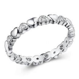 Moduł 2019 nowa moda kolor srebrny pierścionek do noszenia warstwowego serce biały pierścionki z kwadratowymi cyrkoniamii dla ko