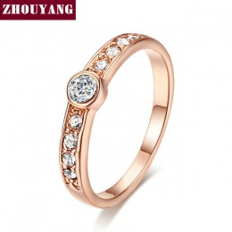 Najwyższej jakości ZYR172 zwięzłe kryształ pierścień różowe złoto kolor austriackie kryształy w pełnym rozmiarze sprzedaż hurtow