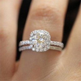 ZORCVENS klasyczny pierścionek zaręczynowy zestaw kwadratowych projekt AAA biała cyrkonia typu kostka kobiet kobiety Wedding Ban