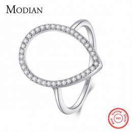 Modian nowy moda Instagram gruszka wody kropla klasyczny pierścionek zaręczynowy biżuteria musujące 100% 925 Sterling Silver Rin