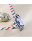 Kinel marka projekt w stylu Vintage kwiat duży szary kryształ pierścienie dla kobiet antyczne srebro biżuteria