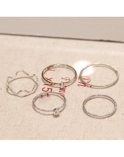 Hot 5 sztuk kryształowe dziewczyny w stylu Punk złoto srebro kolor pierścienie dla kobiet pierścionki na środek palca pierścieni