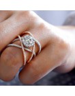 Luksusowe kobiety duży krzyż pierścienie kryształ biały cyrkon kamień pierścień kobieta dziewczyny 925 srebrna biżuteria ślubna 