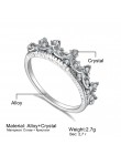 Moda w stylu Vintage srebrny kryształ wiertła Hollow w kształcie korony królowej temperamentu pierścienie dla kobiet wesele pier
