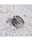 1 sztuk moda pełna niebieski kryształ duży obrączki dla kobiet romantyczny pierścień Femme kolor srebrny pierścień damska biżute