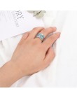 1 sztuk moda pełna niebieski kryształ duży obrączki dla kobiet romantyczny pierścień Femme kolor srebrny pierścień damska biżute