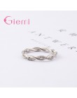 W porządku stałe czysta 925 Sterling Silver Rings dla kobiet mężczyzn AAA Cubic cyrkon krzyż skręcone do układania w stos ślub z