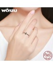 WOSTU 100% czysta 925 Sterling Silver wiara krzyż pierścienie z czarny cyrkon kamień dla kobiet Party prezent biżuteria CQR067