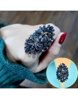 SINLEERY w stylu Vintage, duży Hollow niebieski Rhinestone ważka pierścienie kobiet antyczne srebro kolor Wedding Party biżuteri