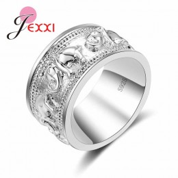 JEXXI Pop słoń okrągły pierścień dla kobiet prezent urodzinowy cyrkonia Party rocznica biżuteria 925 Sterling Silver