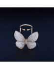 LUOTEEMI wysokiej jakości modne unikalny, regulowany pierścień mikro betonowa Shining CZ ruchome Butterfly kształt biżuteria dla