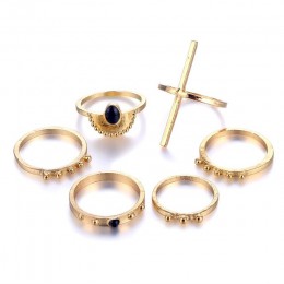 Pocałunek żona nowa moda 6 sztuk/zestaw geometryczny wzór pierścień zestaw czeski proste damska biżuteria prezent na urodziny pr