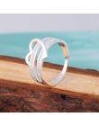 ZN 2019 moda kobiety pierścionki pół w kształcie serca podwójne Rhinestone serce miłość kobiet ślub pierścień rozmiar 6 7 8 9 pr