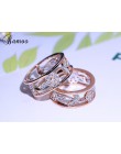 Bamos wykwintne pierścionki ślubne z kwiatami dla kobiet mody różowe złoto kolor biżuteria luksusowy kwadratowe cyrkonie pierści