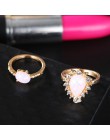 Docona klasyczny złoty kolor rogi kropla wody Rhinestone pierścienie zestaw dla kobiet geometryczny Midi pierścienie zestaw Part