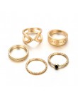 Docona klasyczny złoty kolor rogi kropla wody Rhinestone pierścienie zestaw dla kobiet geometryczny Midi pierścienie zestaw Part