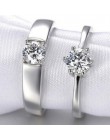 Mossovy cyrkon regulowany srebrny para ślub pierścienie dla kobiet i mężczyzna moda Rhinestone pierścionek zaręczynowy dla mężcz