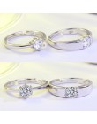 Mossovy cyrkon regulowany srebrny para ślub pierścienie dla kobiet i mężczyzna moda Rhinestone pierścionek zaręczynowy dla mężcz