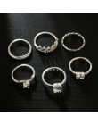 Docona czeski korona gwiazda rzeźbione Knuckle pierścionki zestaw dla kobiet biały kryształ Midi Ring Finger komunikat biżuteria