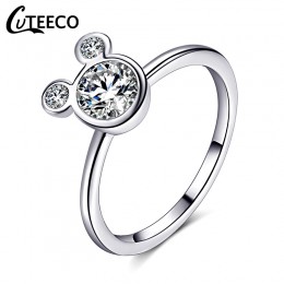 CUTEECO srebrny kolor Mickey fascynacja wyczyść CZ obrączki dla kobiet 2018 popularne Pandora pierścionki zaręczynowe biżuteria