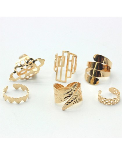 Ahmed biżuteria wysokiej jakości 6 sztuk/zestaw złoty pierścionek palec dla kobiety nowy liść serce kobiet pierścienie gorąca
