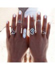 6 sztuk/zestaw Vintage Punk pierścień zestaw Hollow antyczne posrebrzane szczęście Midi pierścienie kobiet biżuteria Boho Gypsy 