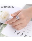 925 Sterling Sliver palec pierścień dla pani betonowa fioletowy CZ luksusowe hot księżniczka kobiety ślub zaręczyny pierścień fi