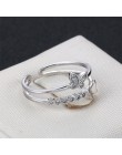 Romantyczny ślub akcesoria otwarte pierścienie różowe złoto kolor austriacki kryształ CZ motyl pierścienie kobiety biżuteria na 