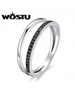 WOSTU czarny & biały-Black & White podwójne warstwy pierścienie nowy mody 100% 925 Sterling srebrny palec pierścień dla kobiet l