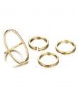 Docona czeski złoty kolor okrągły kształt owalny pierścienie zestaw dla kobiet geometryczne ze stopu Knuckle Midi pierścienie Bo