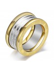 Dwa kolory w stylu Vintage Retro antyczne pierścienie ze stali nierdzewnej dla kobiet mężczyzn biżuteria obrączki ślubne