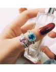 Moda 925 Sterling srebrny pierścionek zaręczynowy ślubne pierścień przyrzeczenia dla kobiet różowy niebieski moda palec oryginal