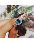 Moda 925 Sterling srebrny pierścionek zaręczynowy ślubne pierścień przyrzeczenia dla kobiet różowy niebieski moda palec oryginal