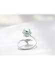 925 Sterling Silver niebieski kryształ syrenka bańki otwarte pierścienie dla kobiet prezent na ślub/urodziny kreatywnych moda bi