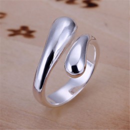 Srebrny kolor podwójne okrągłe głowy Waterdrop regulowany rozmiar pierścień nowa moda Wome biżuteria unikalny prezent na rocznic