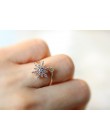 Todorova złoto srebro biały CZ kryształowy płatek śniegu palec pierścień regulowany otwarcie pierścionki dla kobiet ślub zaręczy