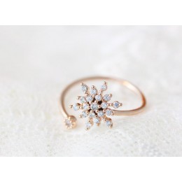 Todorova złoto srebro biały CZ kryształowy płatek śniegu palec pierścień regulowany otwarcie pierścionki dla kobiet ślub zaręczy