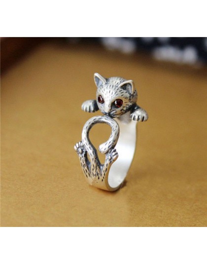 Nowa moda zwierząt pierścień cynku Hippie w stylu Vintage Anel Punk koteczek ślub pierścień Boho Chic Retro kot pierścienie dla 