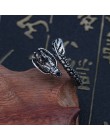 W stylu Vintage zwierząt pierścień mężczyźni Gothic Punk chiński smok pierścienie dla kobiet Hip Hop srebrny Biker mężczyźni faj
