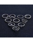 FAMSHIN 10 sztuk/zestaw czeski Hollow kropla wody wzór w stylu Vintage pierścień zestaw kryształ Beidou siedem gwiazd Fatima ręc