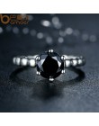 BAMOER kolor srebrny palec serdeczny z czarnym sześciennych tlenku cyrkonu dla kobiet moda biżuteria ślubna PA7205