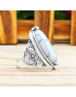 5 kolory kwiat zespół owalne syntetyczne Turquoises pierścienie dla kobiet Vintage Look Antique Silver Plated 5 kolory moda biżu