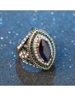 Luksusowa biżuteria w stylu Vintage duże obrączki dla kobiet złoty kolor mozaika zielony kryształ 2016 nowe akcesoria mody