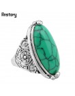 5 kolory kwiat zespół owalne syntetyczne Turquoises pierścienie dla kobiet Vintage Look Antique Silver Plated 5 kolory moda biżu