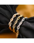 Różowe złoto kolor Twist klasyczne cyrkonia ślub pierścionek zaręczynowy dla kobiety dziewczyny austriackie kryształy prezent pi