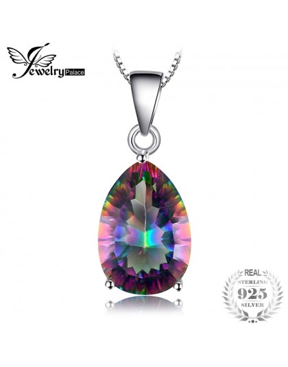 JewelryPalace 4ct prawdziwej Multicolor Rainbow ogień Mystic Topaz wisiorek gruszka czysta 925 srebro Brand New bez łańcucha