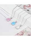 Kobiety 925 Sterling Silver wisiorek naszyjniki utworzono owalny biały różowy niebieski Opal naszyjnik urodziny prezenty dla żon