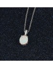 Kobiety 925 Sterling Silver wisiorek naszyjniki utworzono owalny biały różowy niebieski Opal naszyjnik urodziny prezenty dla żon