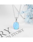 Kobiety 925 Sterling Silver wisiorek naszyjniki utworzono owalny biały różowy niebieski Opal naszyjnik urodziny prezenty dla żon